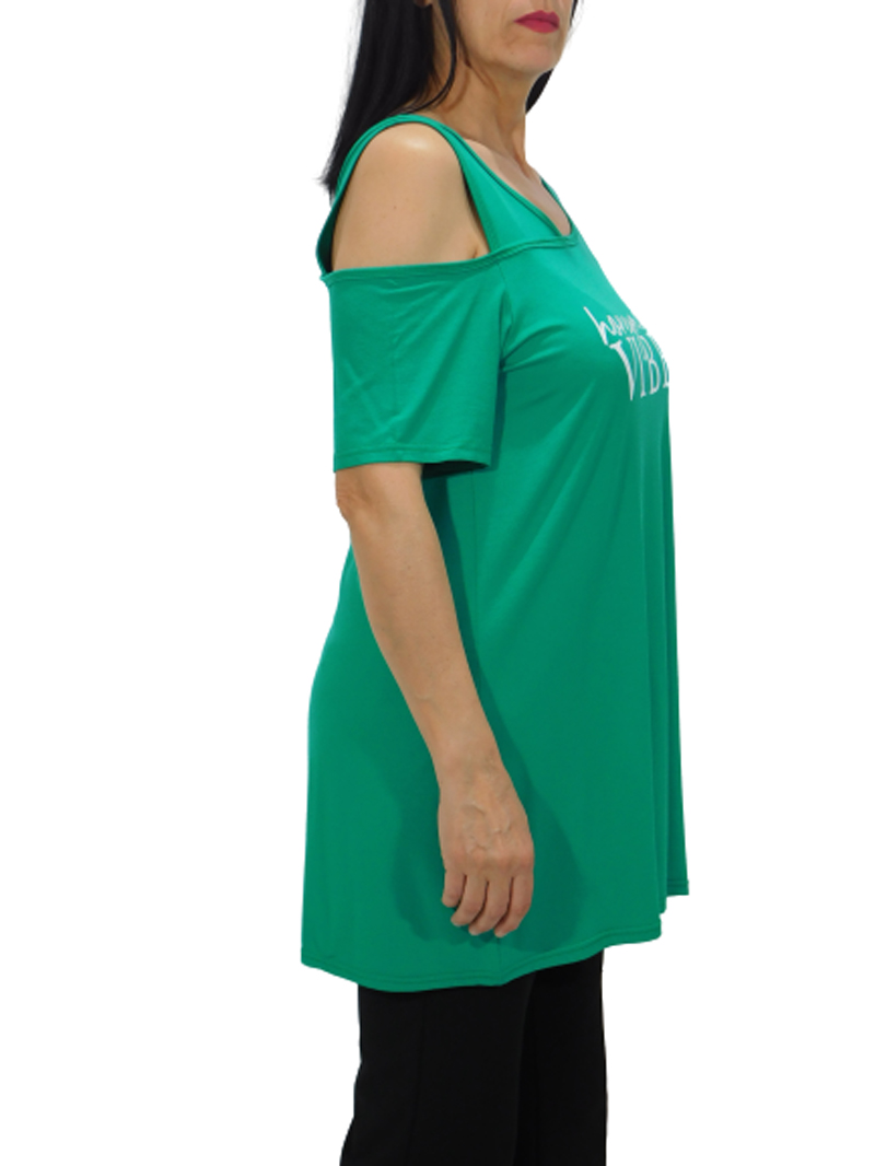 Μεγάλα Μεγέθη Μπλούζα Κόψιμο Στο Μανίκι-Plus Size
