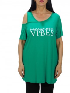 Μεγάλα Μεγέθη Μπλούζα Κόψιμο Στο Μανίκι-Plus Size