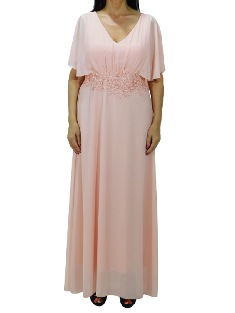 Μεγάλα Μεγέθη , Φόρεμα Μακρύ Ροζ Απαλό,Γάμου-Βάπτισης- Plus Size