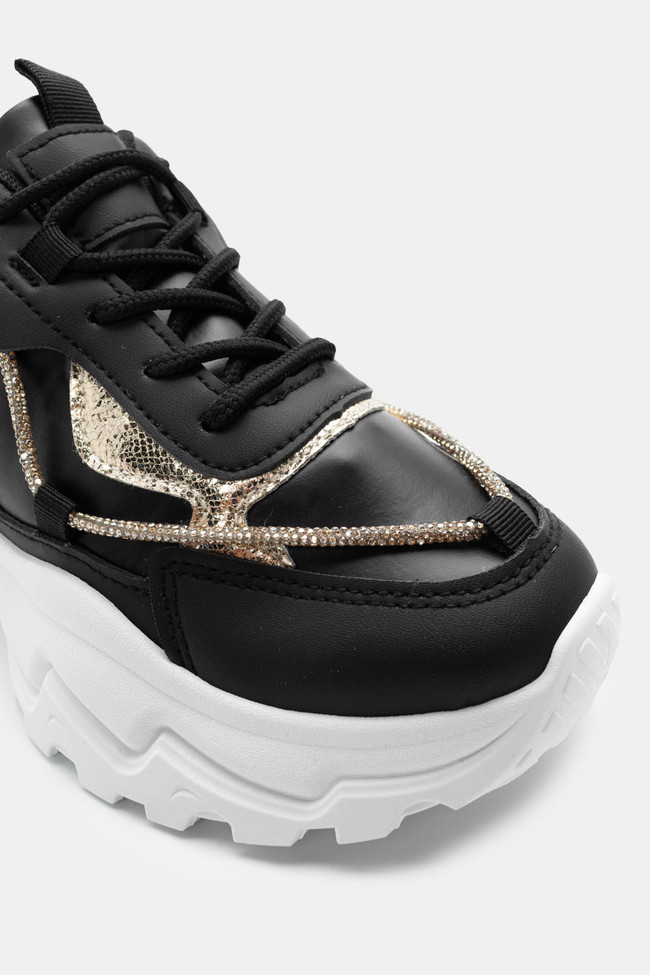 SNEAKERS GOLD -ΜΑΥΡΟ